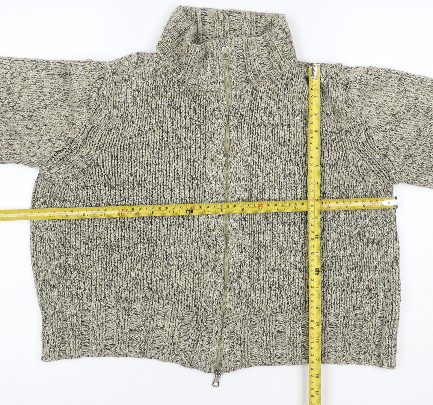 Marks and Spencer Women Green UK 12 Chunky Knit Full Zip Jumper