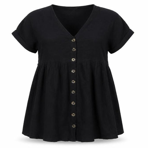 New Look Women Black UK 14 Fit & Flare V-Neck Button Mini Dress