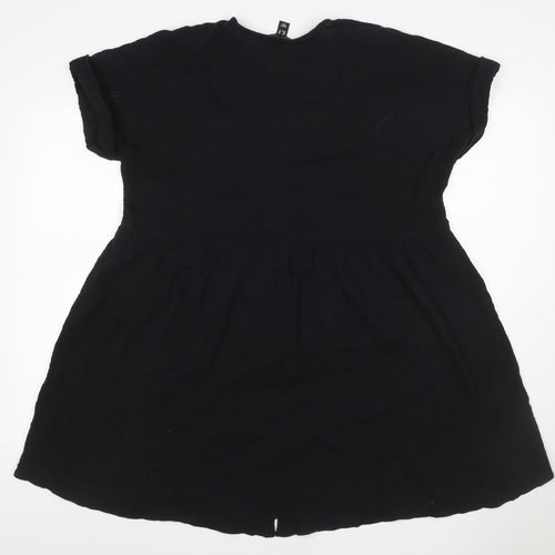 New Look Women Black UK 14 Fit & Flare V-Neck Button Mini Dress