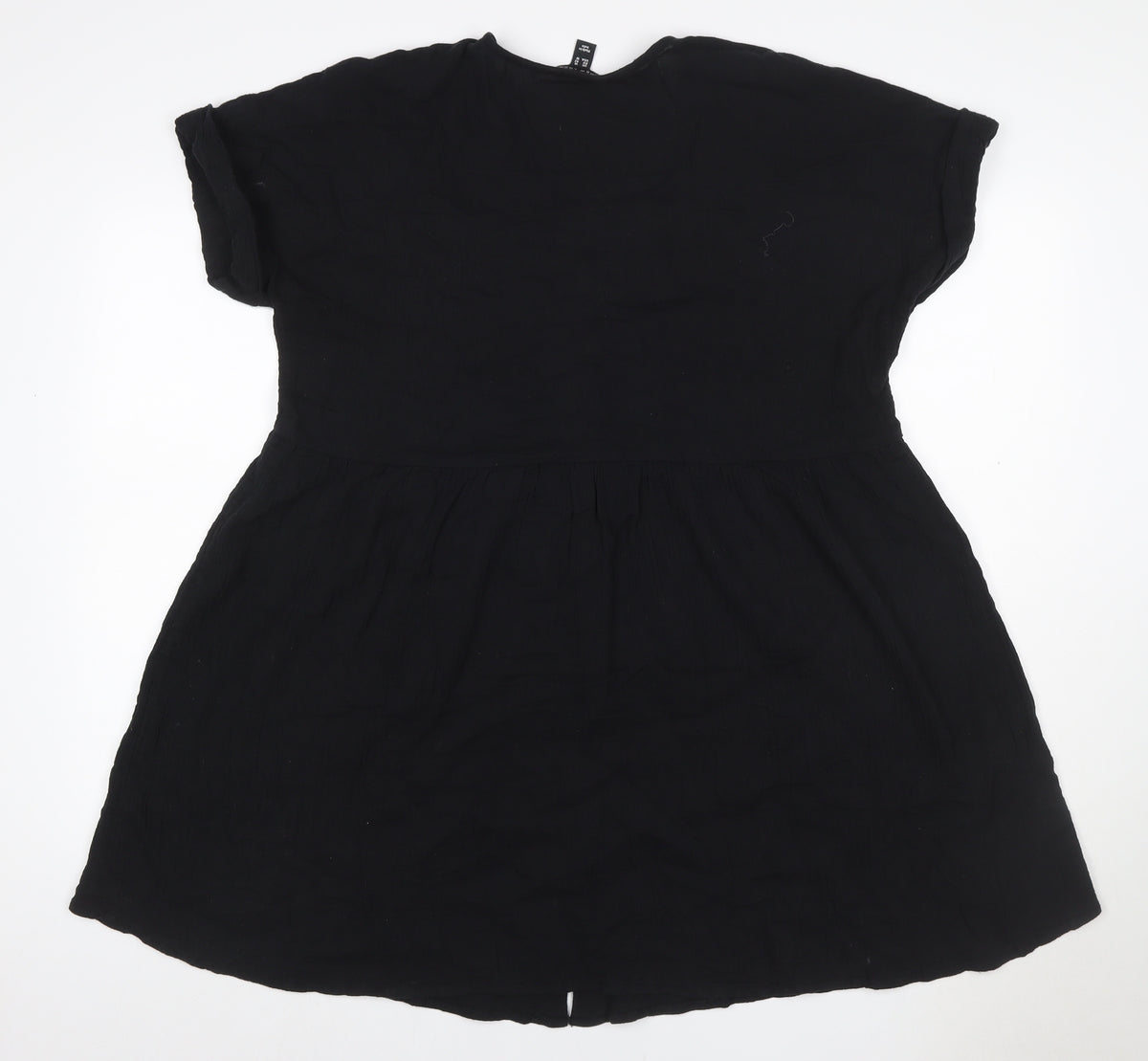 New Look Women Black UK 14 Fit & Flare V-Neck Button Mini Dress
