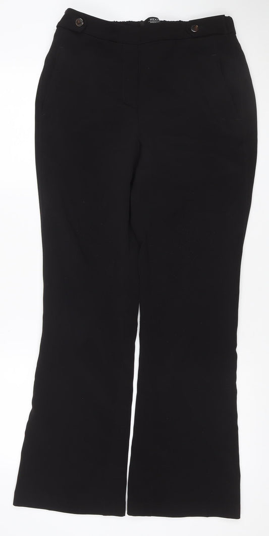 Next Women's Black UK 10 Long Bootcut Stretch Trousers Pockets
