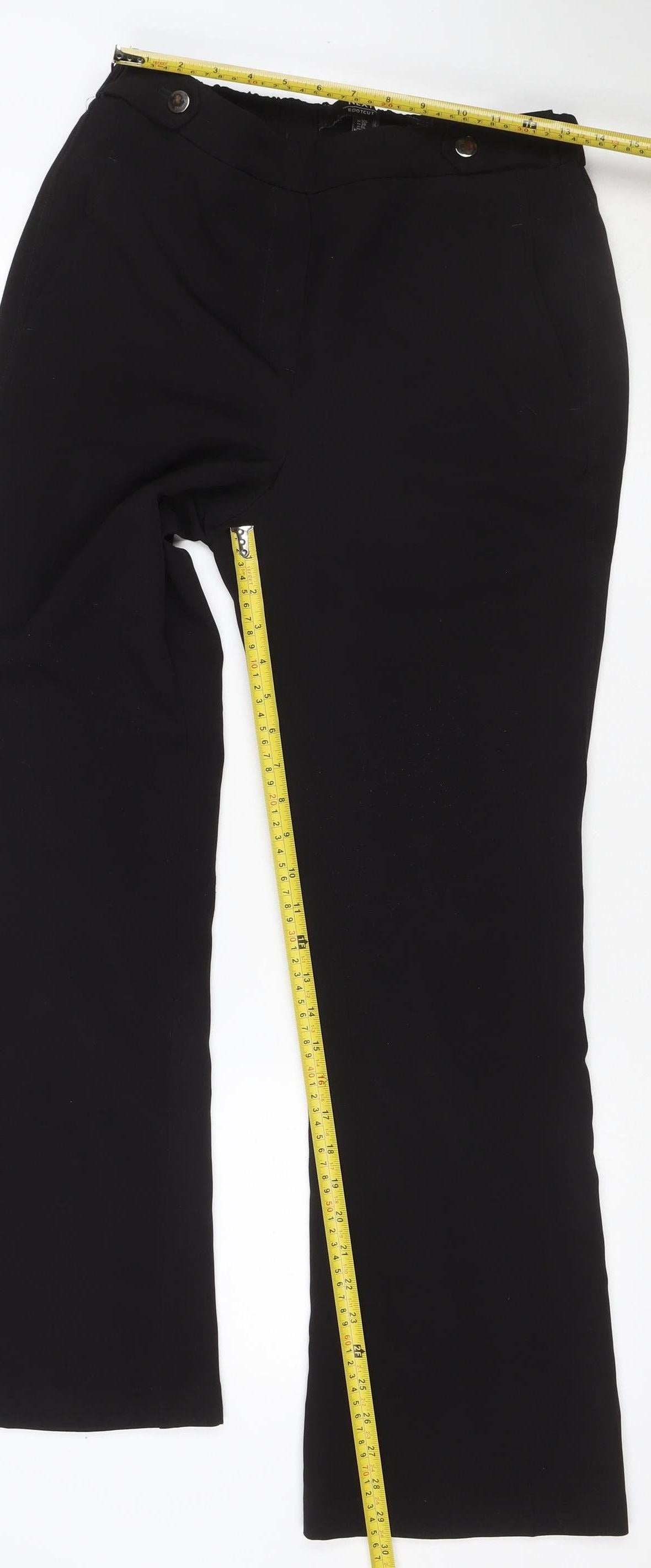 Next Women's Black UK 10 Long Bootcut Stretch Trousers Pockets