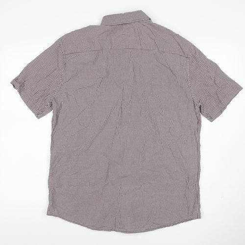 Marks and Spencer Men's Red L Check Short Sleeve Button-Up Shirt