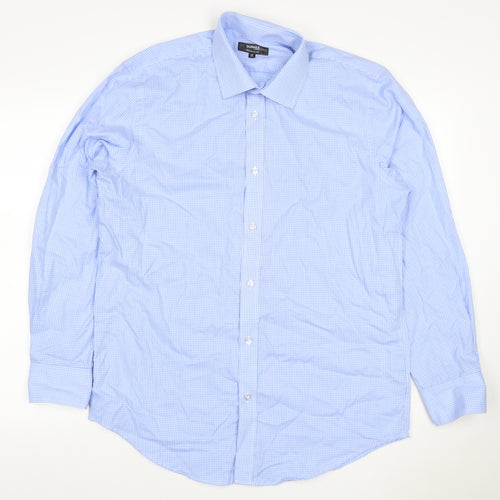Dunnes Stores Men’s Blue Check Regular Fit 16in Long Sleeve Shirt
