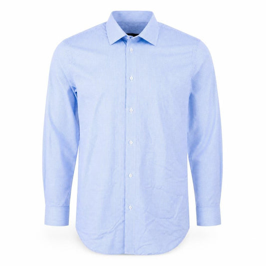 Front view of Dunnes Men’s Blue Check Regular Fit 16in Long Sleeve Shirt