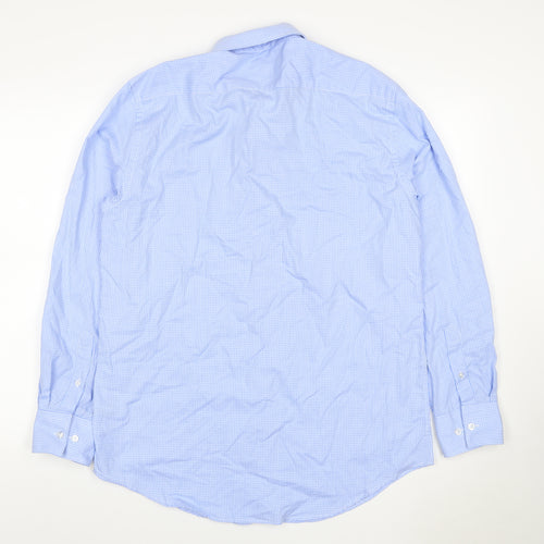 Dunnes Stores Men’s Blue Check Regular Fit 16in Long Sleeve Shirt