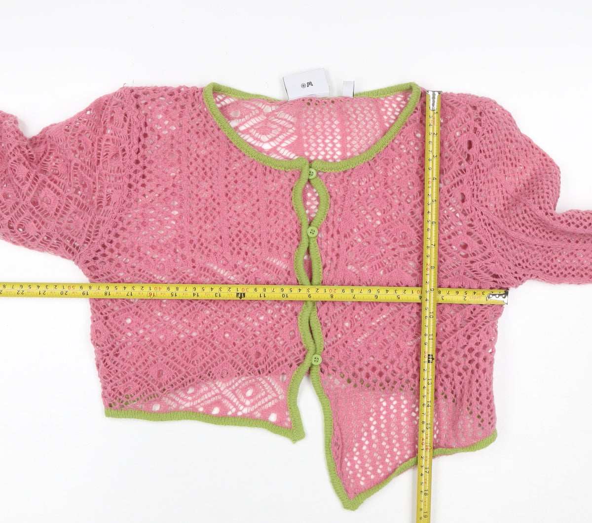 Daisy Street Women Pink Green Floral Crochet Cardigan UK 10 Long Sleeve