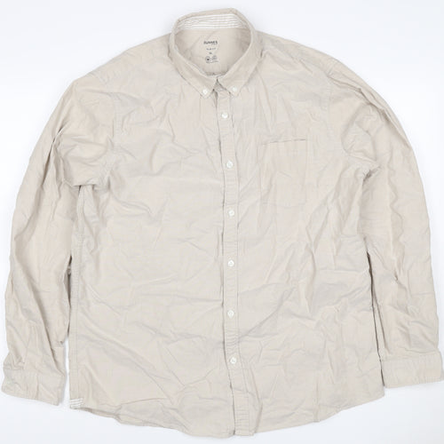 Dunnes Stores Men Beige XL Slim Fit Cotton Button-Up Shirt
