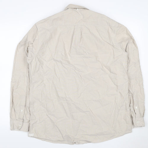 Dunnes Stores Men Beige XL Slim Fit Cotton Button-Up Shirt