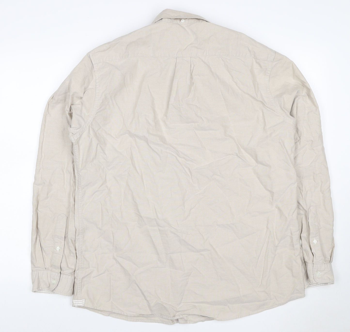 Dunnes Stores Men Beige XL Slim Fit Cotton Button-Up Shirt