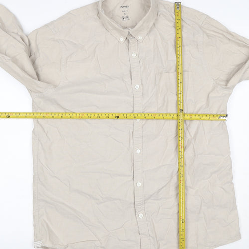 Dunnes Stores Men Beige XL Slim Fit Cotton Button-Up Shirt