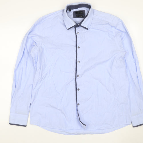 Advise Men’s Blue XL Slim Tailored Long Sleeve Button-Up Shirt