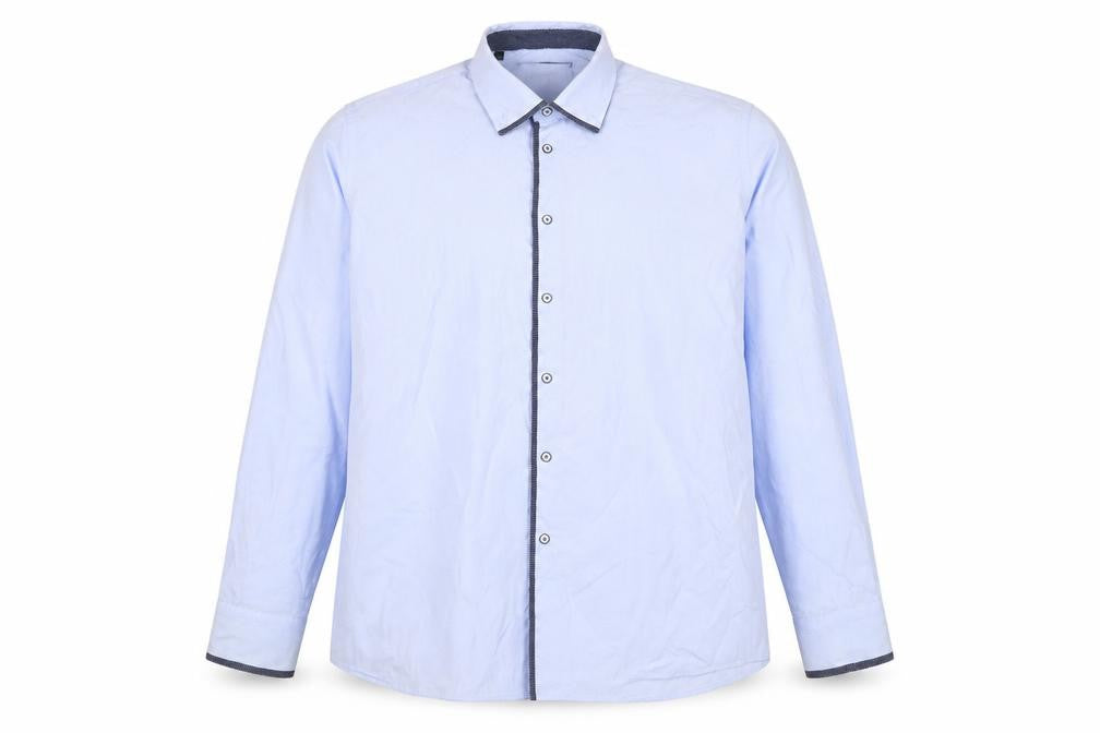 Front view of Advise Men’s Blue XL Slim Tailored Long Sleeve Button-Up Shirt