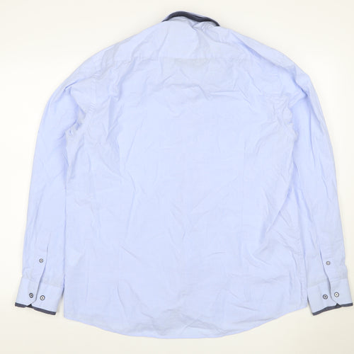 Advise Men’s Blue XL Slim Tailored Long Sleeve Button-Up Shirt