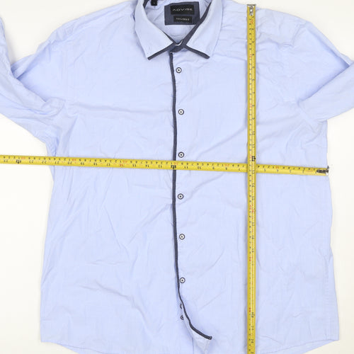 Advise Men’s Blue XL Slim Tailored Long Sleeve Button-Up Shirt