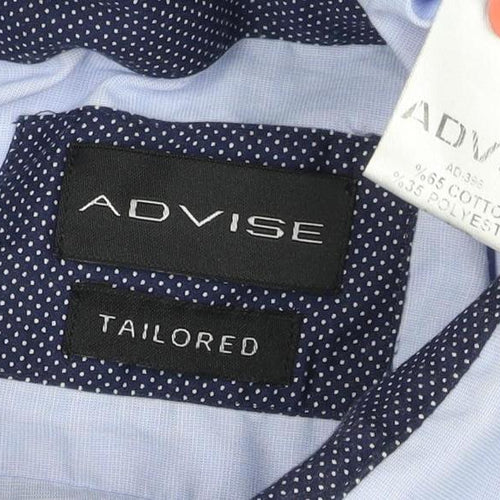 Advise Men’s Blue XL Slim Tailored Long Sleeve Button-Up Shirt