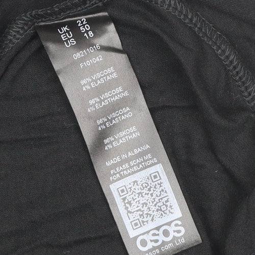ASOS Women’s Black UK 22 Plus Midi A-Line Stretch Skirt