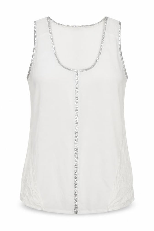 Oasis Women Ivory UK 12 Sheer Chiffon Scoop Neck Camisole Tank Top