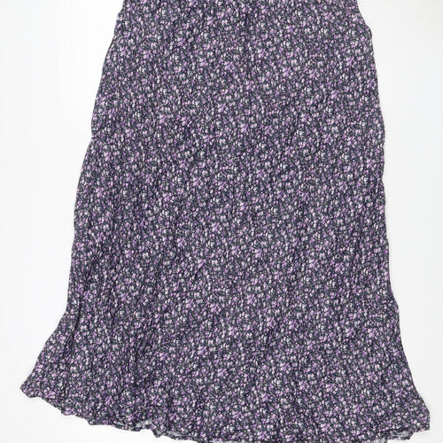Gallery Women Black Floral Viscose Maxi Skirt UK 18 Elastic Waist