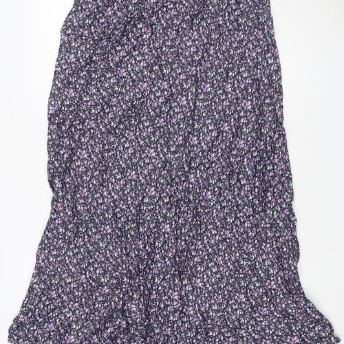 Gallery Women Black Floral Viscose Maxi Skirt UK 18 Elastic Waist