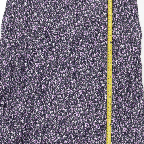 Gallery Women Black Floral Viscose Maxi Skirt UK 18 Elastic Waist