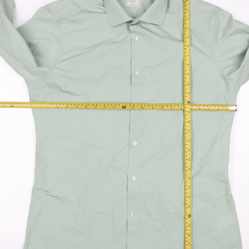 Next Men Green 16.5 Slim Fit Cotton Long Sleeve Button-Up Shirt