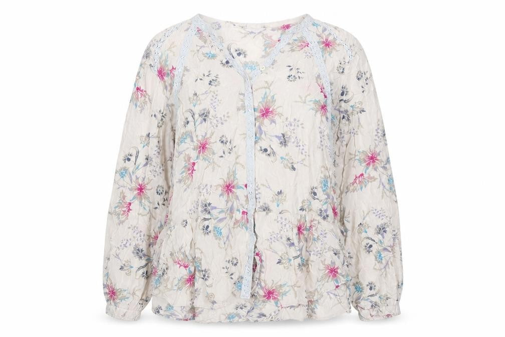 Front view of Per Una Women's Multicoloured UK 14 Floral Ruffle Chiffon Blouse