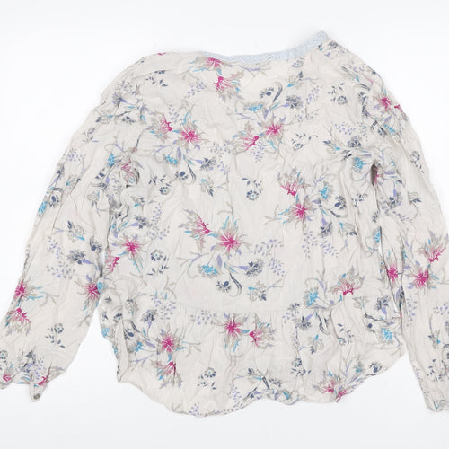 Per Una Women's Multicoloured UK 14 Floral Ruffle Chiffon Blouse