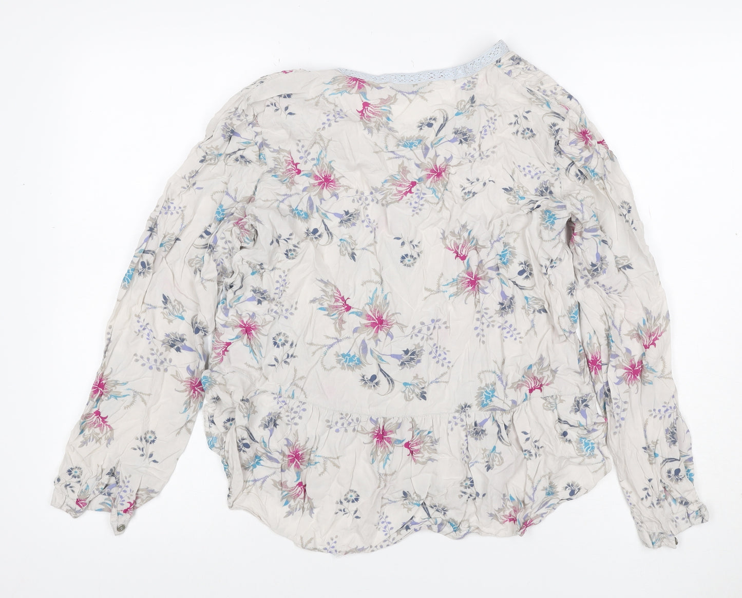 Per Una Women's Multicoloured UK 14 Floral Ruffle Chiffon Blouse