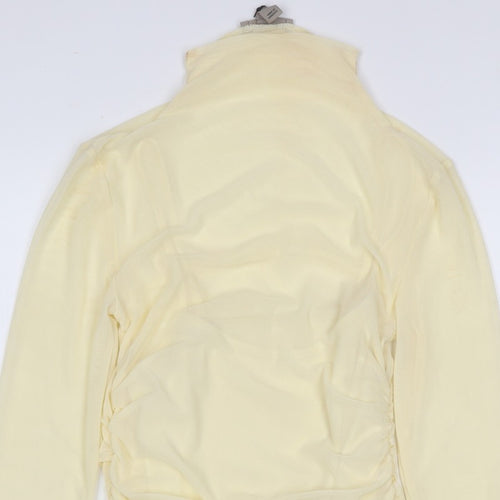 Pinko Women Yellow S Sheer Mesh Ruched High Neck Blouse