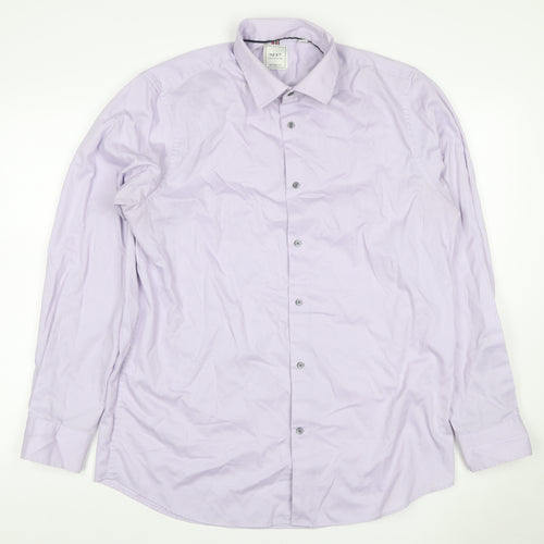 Next Men’s Purple 16.5 Regular Fit Cotton Striped Button-Up Shirt