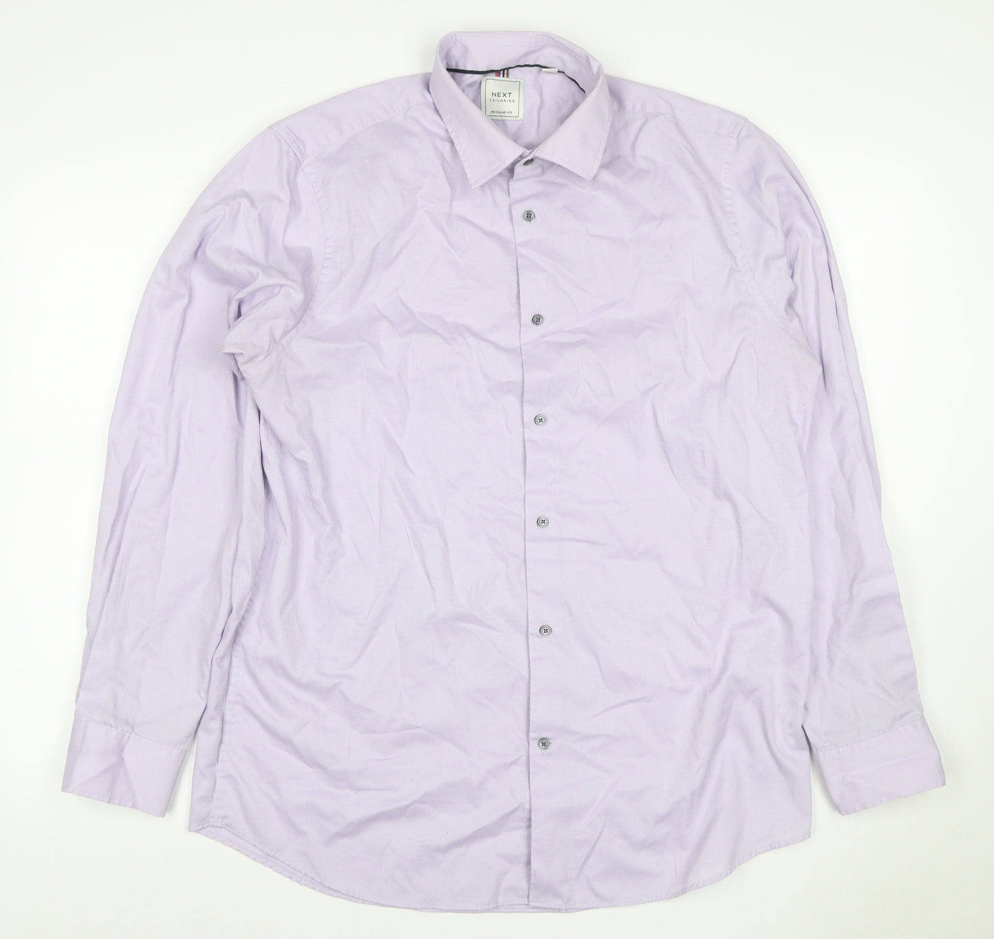 Next Men’s Purple 16.5 Regular Fit Cotton Striped Button-Up Shirt