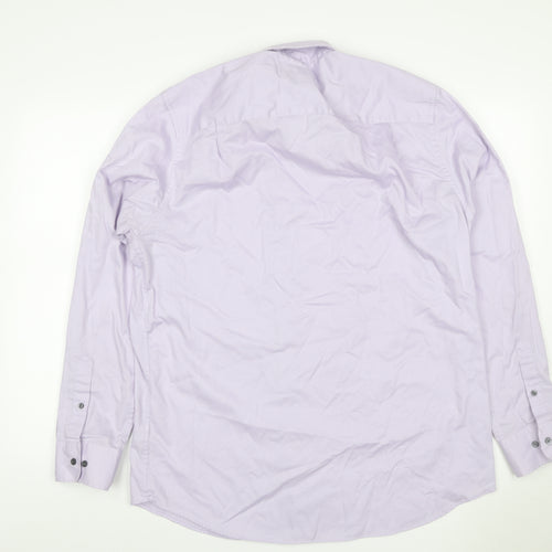 Next Men’s Purple 16.5 Regular Fit Cotton Striped Button-Up Shirt