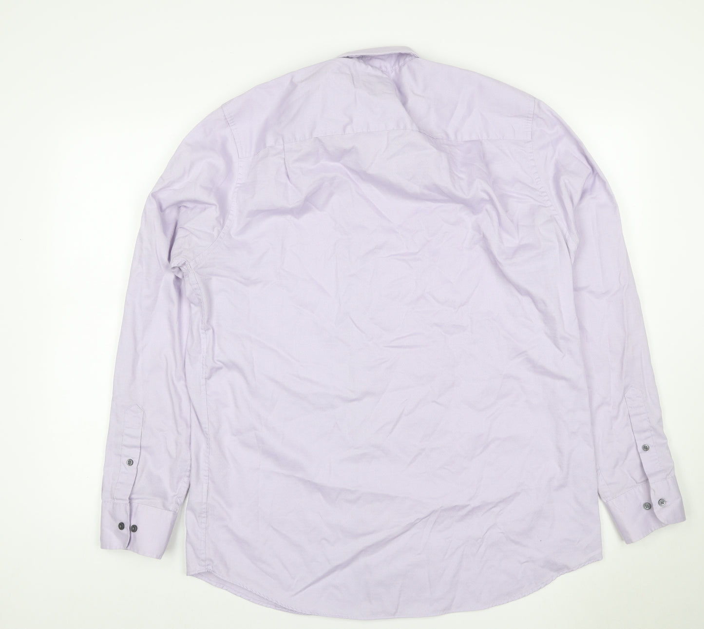 Next Men’s Purple 16.5 Regular Fit Cotton Striped Button-Up Shirt