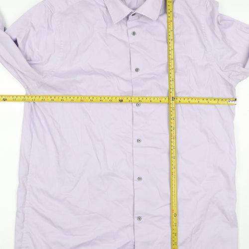 Next Men’s Purple 16.5 Regular Fit Cotton Striped Button-Up Shirt