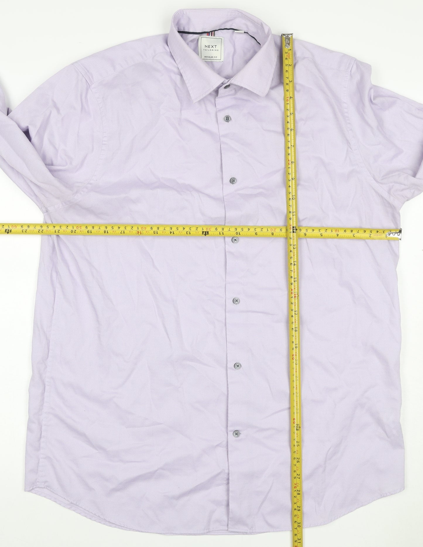 Next Men’s Purple 16.5 Regular Fit Cotton Striped Button-Up Shirt