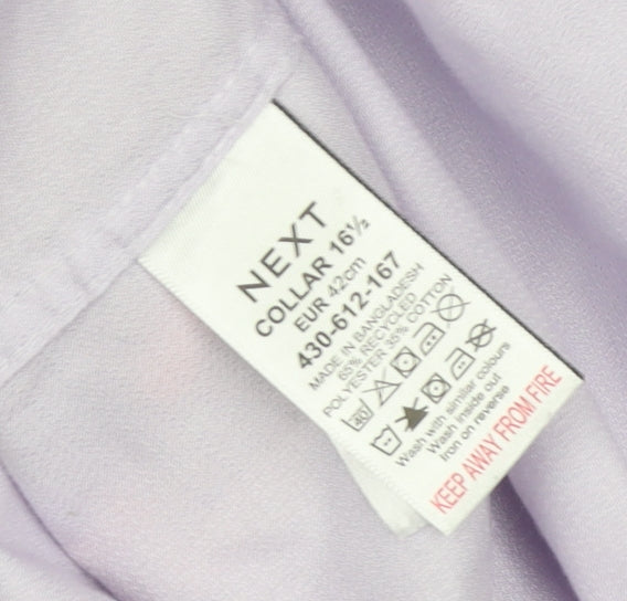 Next Men’s Purple 16.5 Regular Fit Cotton Striped Button-Up Shirt