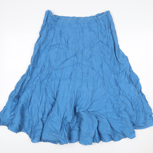 Per Una Women’s Blue Linen Flare Knee Length Skirt UK 12
