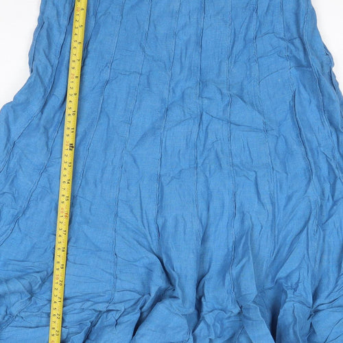 Per Una Women’s Blue Linen Flare Knee Length Skirt UK 12