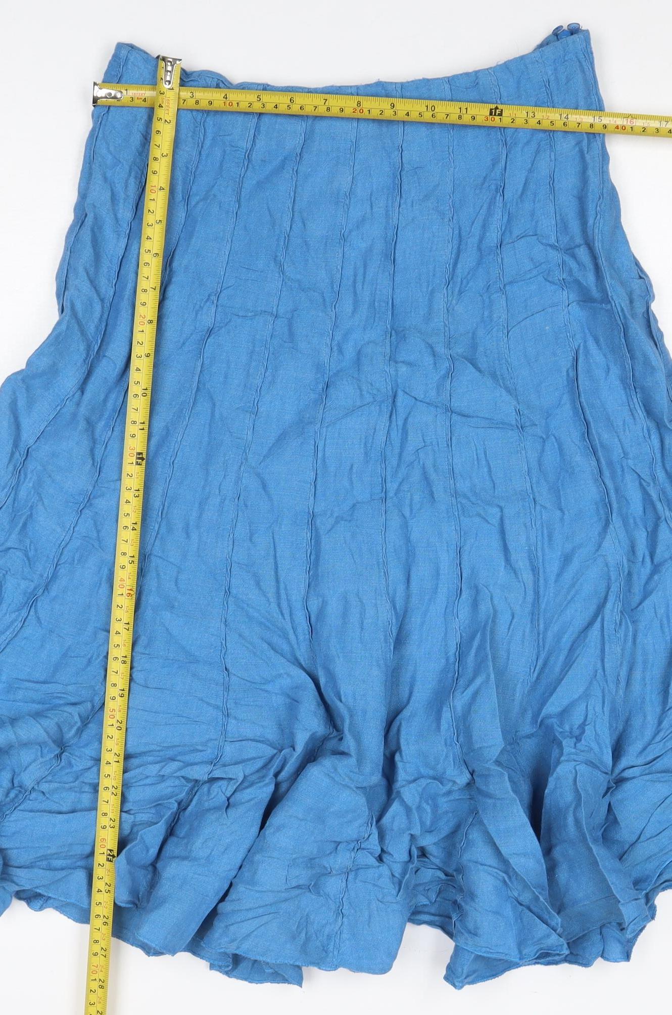 Per Una Women’s Blue Linen Flare Knee Length Skirt UK 12