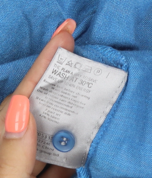 Per Una Women’s Blue Linen Flare Knee Length Skirt UK 12