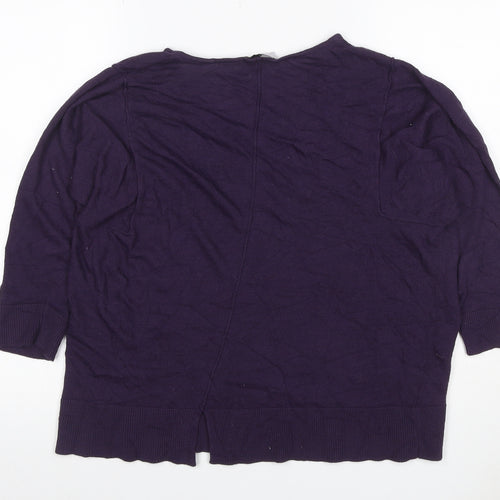 Marks & Spencer Women Purple UK 14 100% Wool Round Neck Jumper