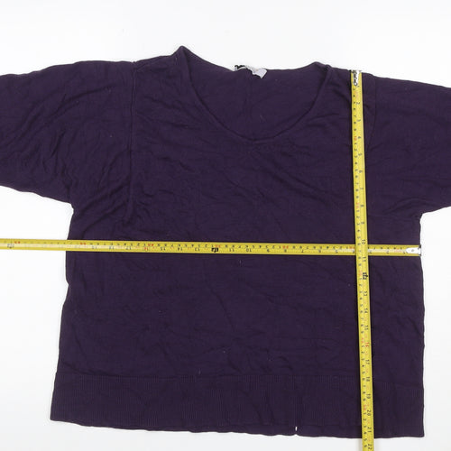 Marks & Spencer Women Purple UK 14 100% Wool Round Neck Jumper