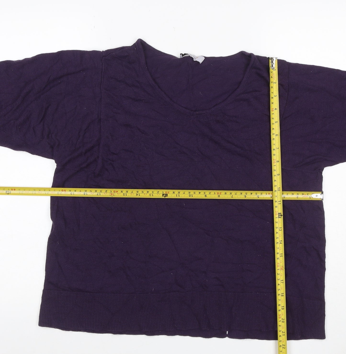 Marks & Spencer Women Purple UK 14 100% Wool Round Neck Jumper