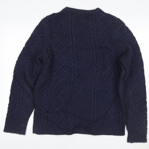 Levi's Men's Blue L Cable Knit Wool Blend Crew Neck Jumper