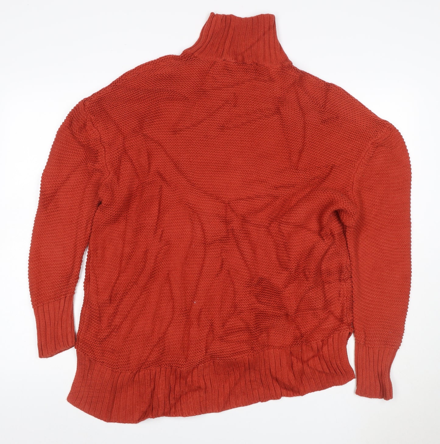 French Connection Women Red M Cotton Roll Neck Knit Jumper Pullover