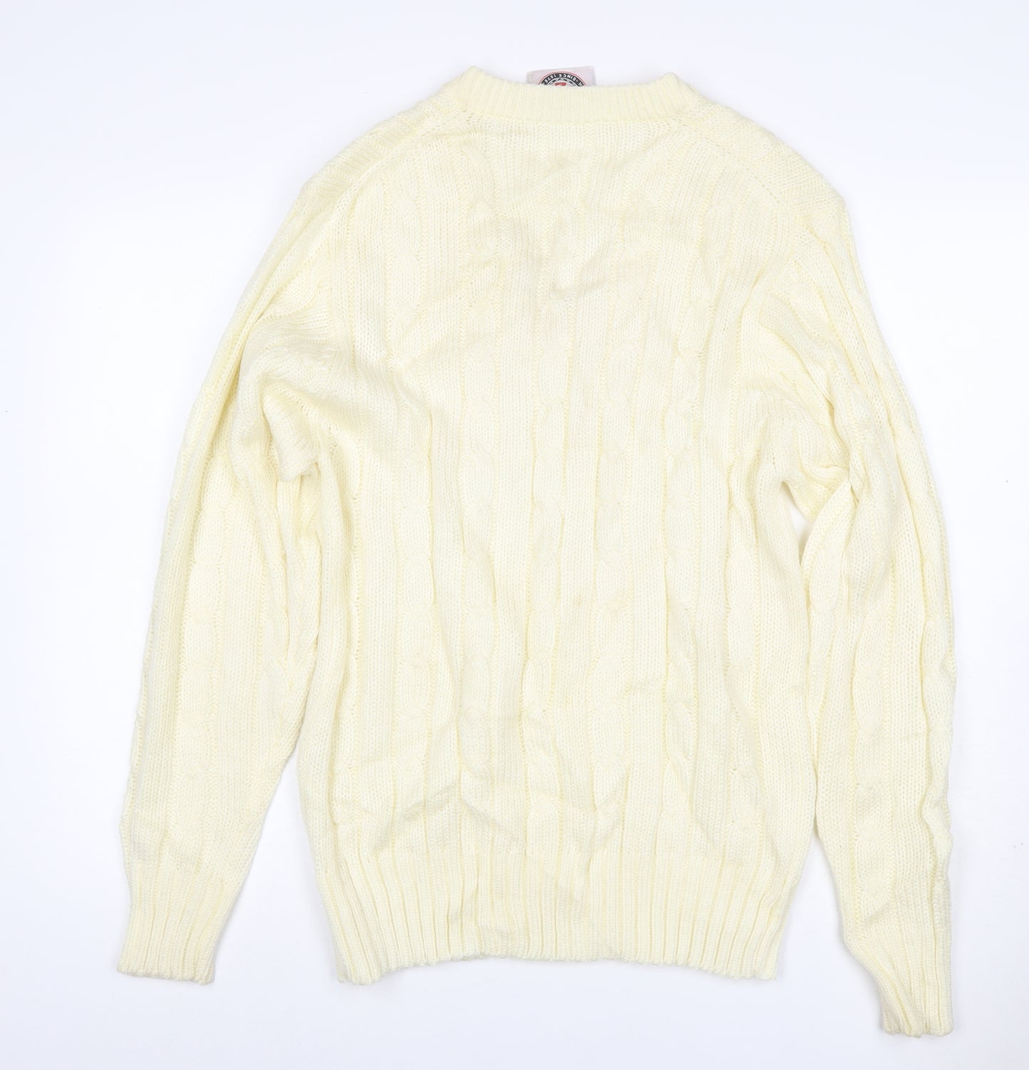 Brave Soul Men’s Ivory M Cable Knit V-Neck Pullover Jumper