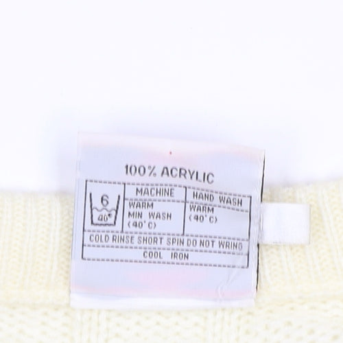 Brave Soul Men’s Ivory M Cable Knit V-Neck Pullover Jumper