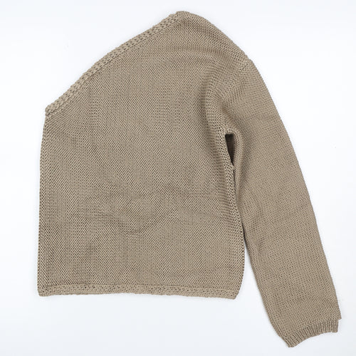 M&S Womens Beige XS Chunky Knit Open Front Cotton Cardigan