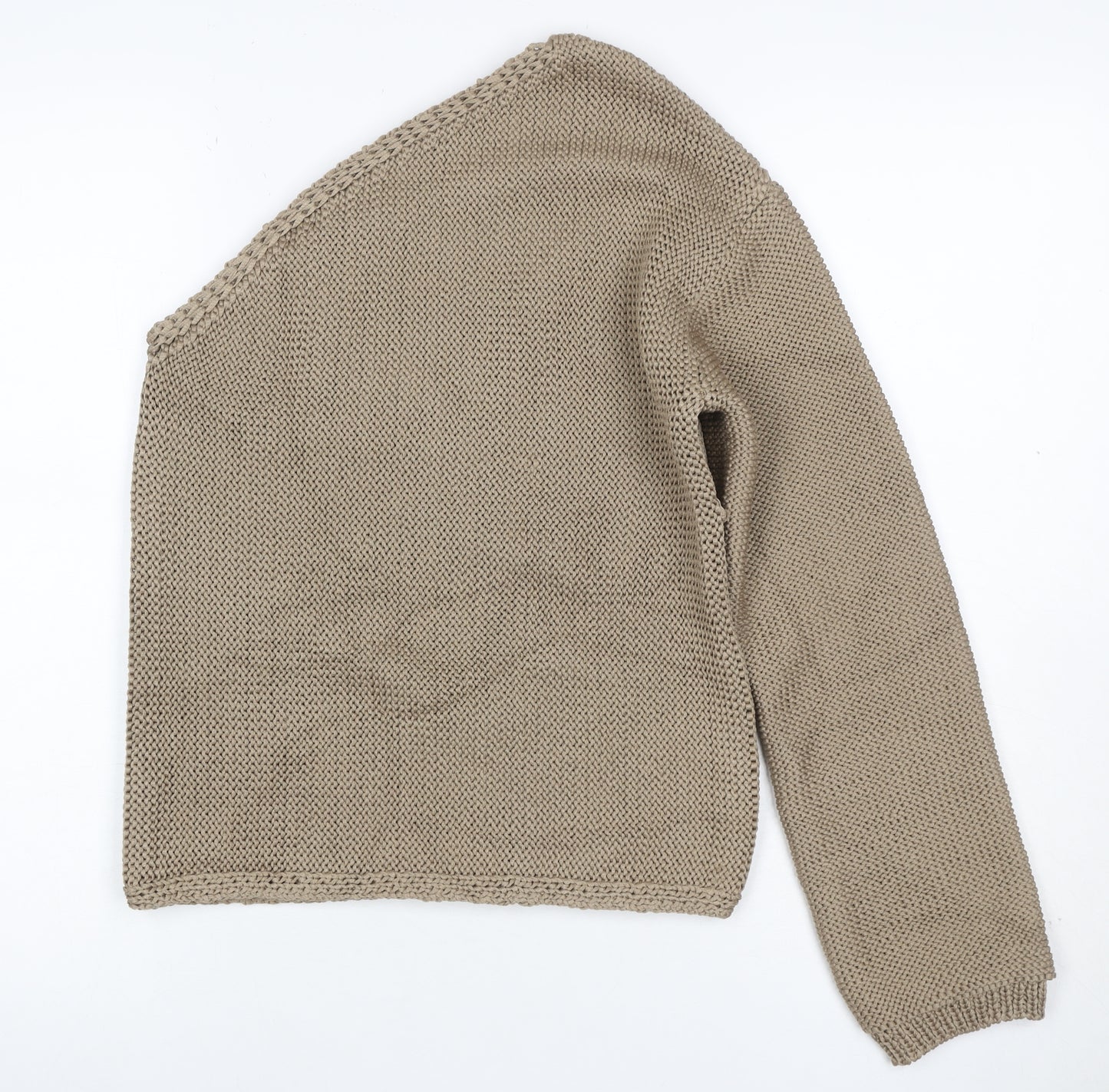 M&S Womens Beige XS Chunky Knit Open Front Cotton Cardigan